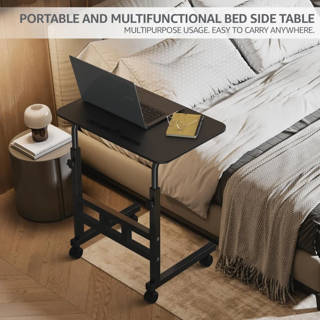 WONDWILD Multi-Purpose Laptop Table – Adjustable Bed & Study Table | Portable DIY Workstation for Home & Office | Easy to Assemble, Black (ADJ)