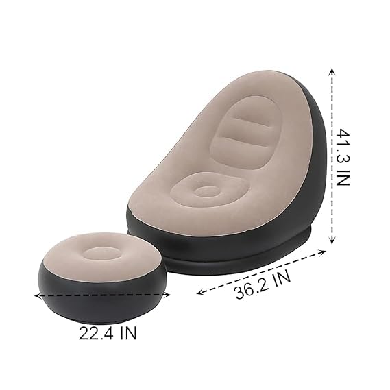 Inflatable Air Sofa Chair with Foot Rest & Electric Pump