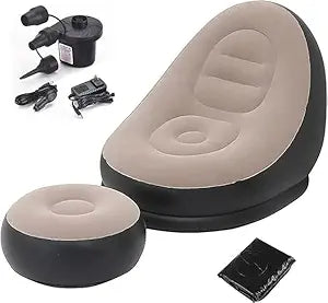 Inflatable Air Sofa Chair with Foot Rest & Electric Pump