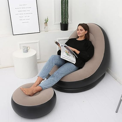 Inflatable Air Sofa Chair with Foot Rest & Electric Pump